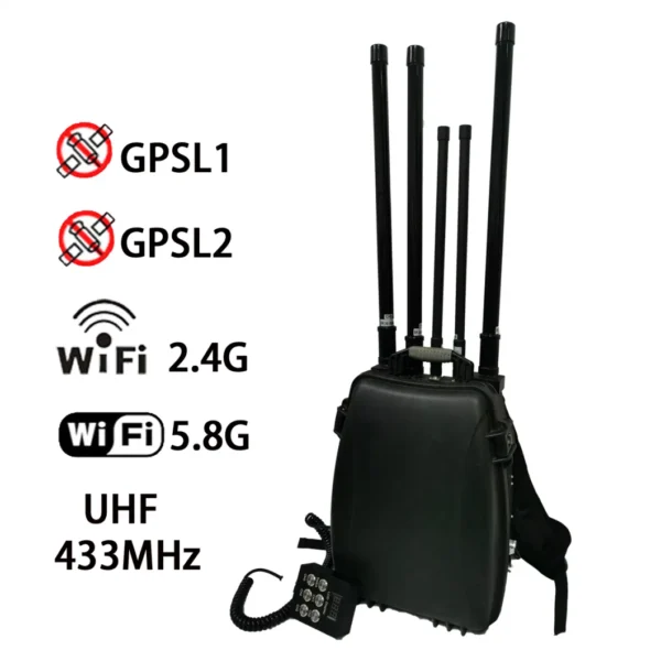 6 Bands Portable Drone Jammer 1-2km anti-drone gun/jammer 2km UAV jammer Drone jammer WiFi 2.4G 5.8G GPS Anti Drone systems